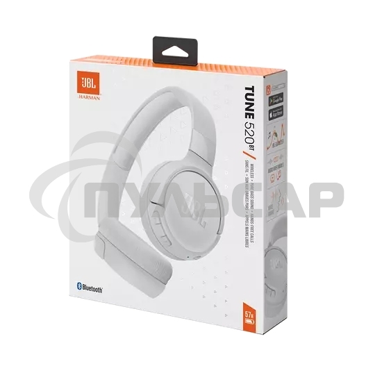 Гарнитура накладные JBL Tune 520BT белый беспроводные bluetooth оголовье