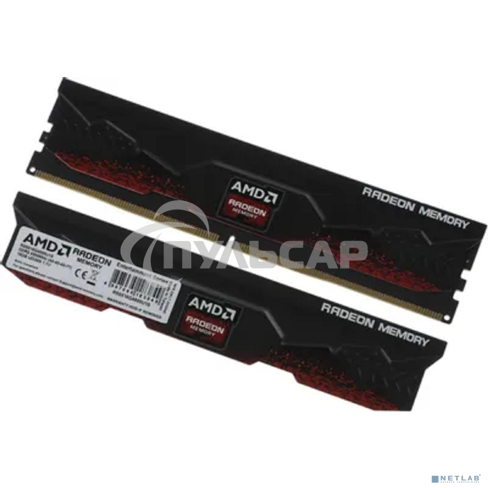 Оперативная память AMD Radeon R5, DDR5, 16Gb (1x16Gb), 4800MHz, CL40, DIMM, с радиатором, черный