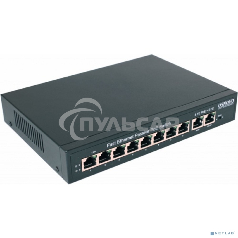 Коммутатор Passive PoE OSNOVO SW-21000/A(120W), 8*10/100 Base-T+ 2*10/100 Base-T Uplink, до 30W на порт