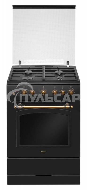 Плита газовая Hansa FCGA62109 черный, конфорок 4 шт, духовка 58 л, 60 см x 85 см x 60 см