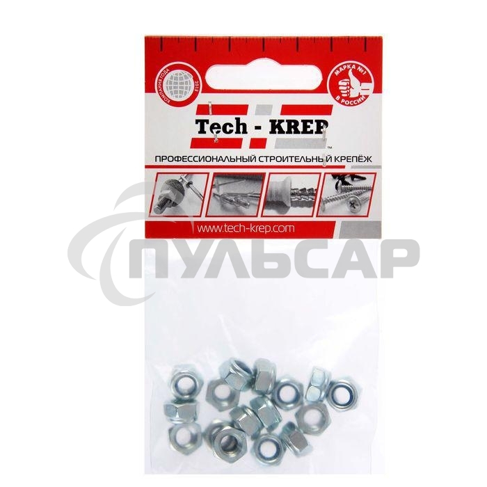 Гайка самоконтрящаяся М6 цинк. DIN 985 (уп.16шт) пакет Tech-Krep 103031