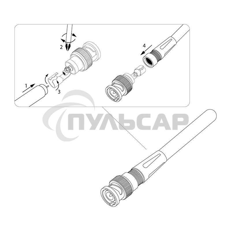 Разъем штекер BNC под винт с колпачком Rexant