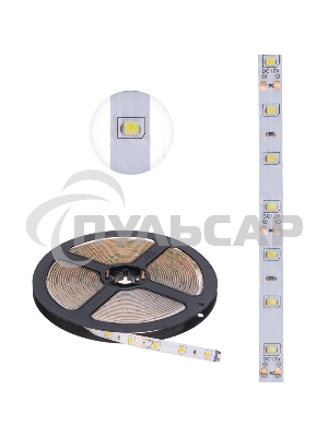 Лента светодиодная 5 м 12 В 2835 2700 К IP65 60 LED/м для БП с клеммами LAMPER