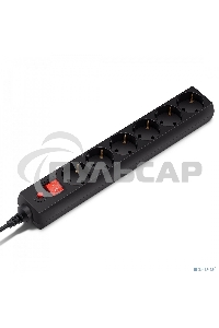 Сетевой фильтр Buro 600SH-16-1.8-B 1.8м (6 розеток) черный (коробка)