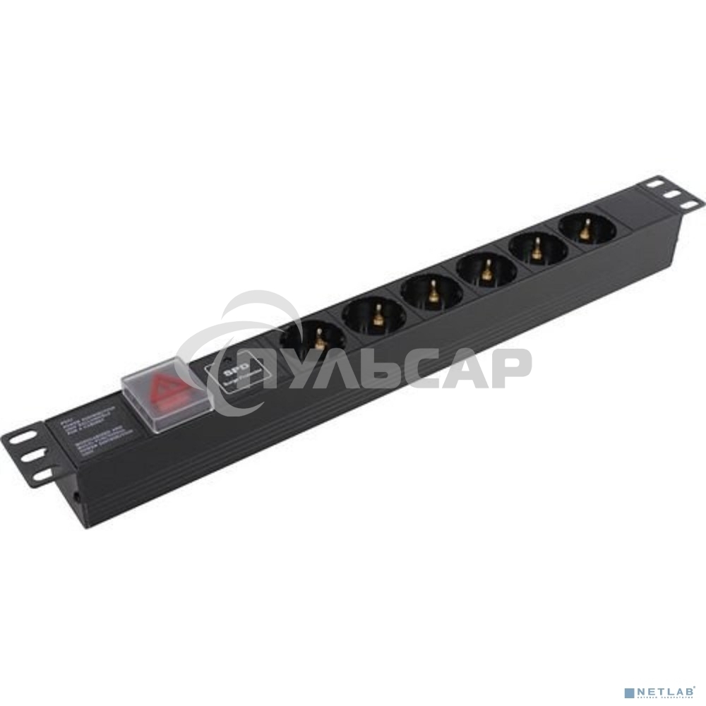 Блок розеток горизонтальный ExeGate ServerPro PDU-19H607 Al-6S-C14-SW-SPD1, 19
