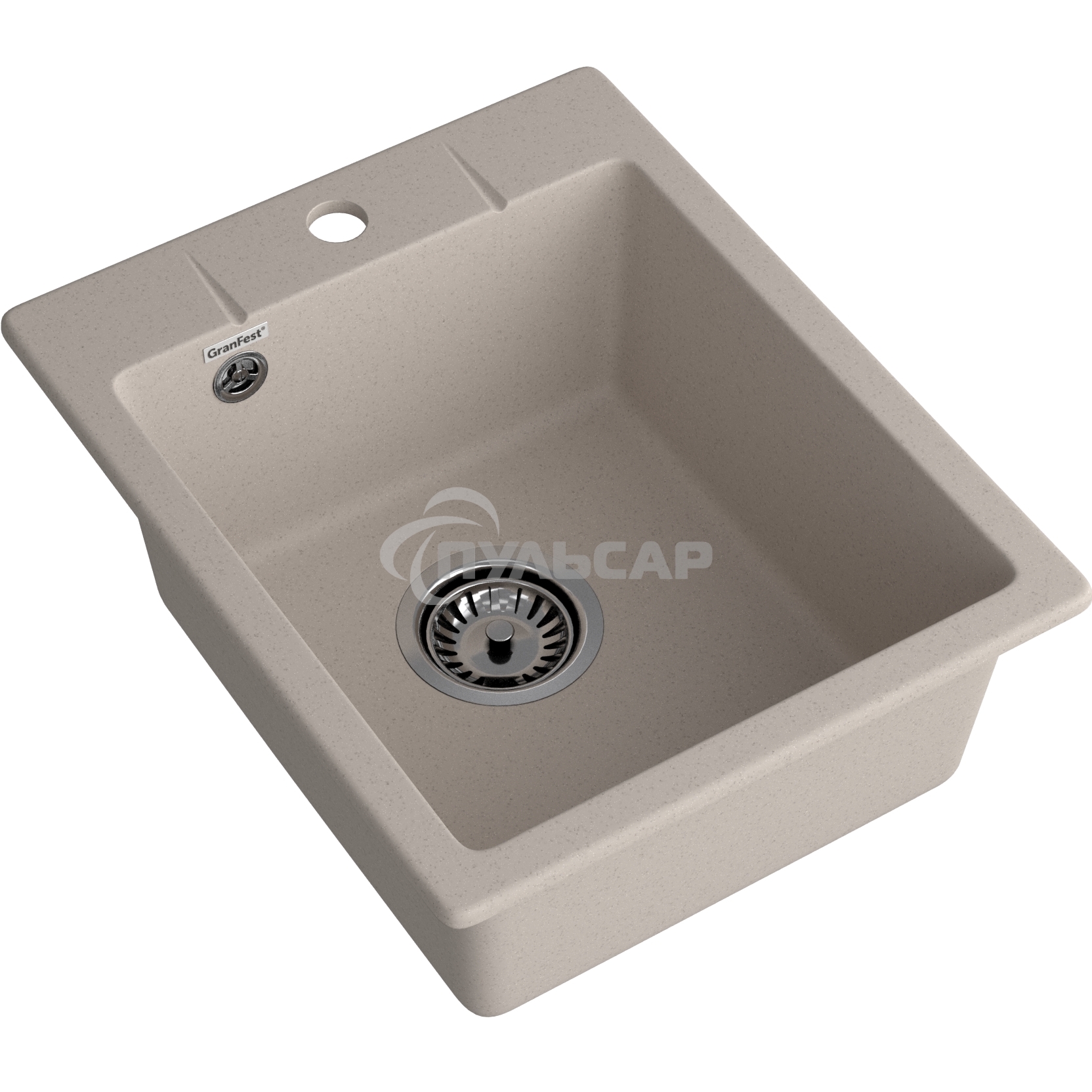 Мойка GRANFEST URBAN 240 1-чаша 400*490мм, монтаж: врезной, материал: кварц, песочный