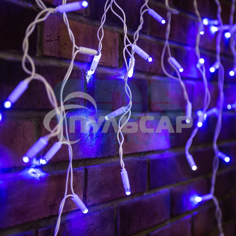 Гирлянда Neon-night Айсикл (бахрома) светодиодный, 2,4х0,6м, эффект мерцания, белый провод, 230 В, диоды СИНИЕ, 88 LED