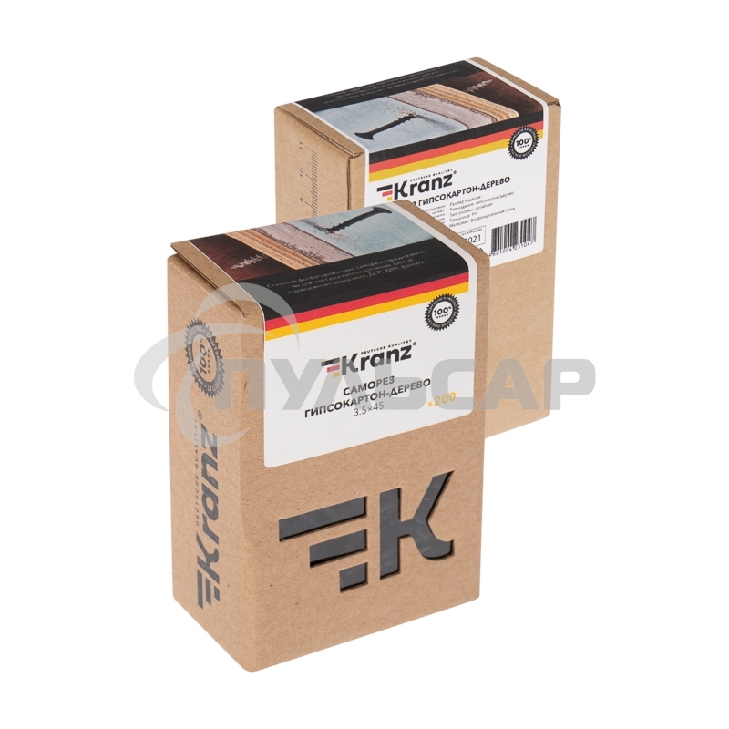 Саморез гипсокартон-дерево KRANZ 3.5х45, упаковка поставщика