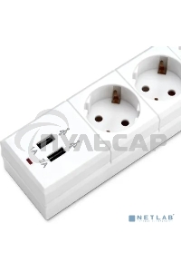 Сетевой фильтр Buro BU-SP1.8 USB 2A-W 1.8м (6 розеток) белый (коробка)