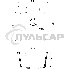 Мойка GRANFEST URBAN 240 1-чаша 400*490мм, монтаж: врезной, материал: кварц, песочный