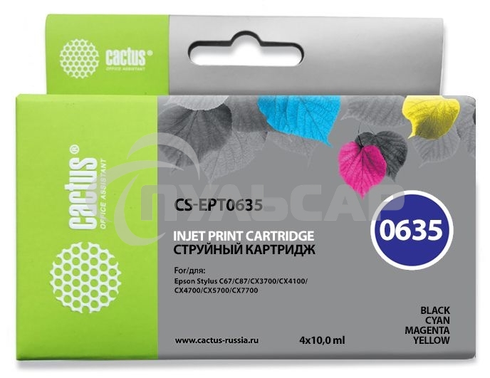 Картридж струйный Cactus CS-EPT0635 многоцветный (40 мл) для Epson Stylus C67/C87/CX3700/CX4100/CX4700
