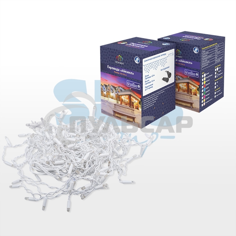 Гирлянда Neon-night Айсикл (бахрома) светодиодный, 2,4х0,6м, эффект мерцания, белый провод, 230 В, диоды СИНИЕ, 88 LED