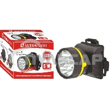 Фонарь налобный 909LED5 (5LED 1 режим; 3хR6 черный) Ultraflash 11781