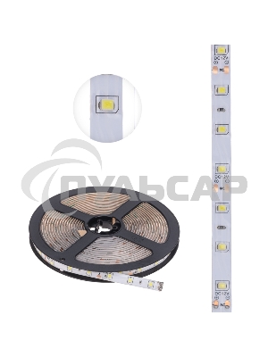 Лента светодиодная 5 м 12 В 2835 6500 К IP65 60 LED/м для БП с клеммами LAMPER
