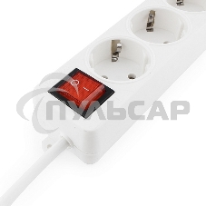 Сетевой фильтр Гарнизон ELB-G3-W-3, 3 евророзетки с выключателем и заземлением, допустимый ток 16А, длина 3м.