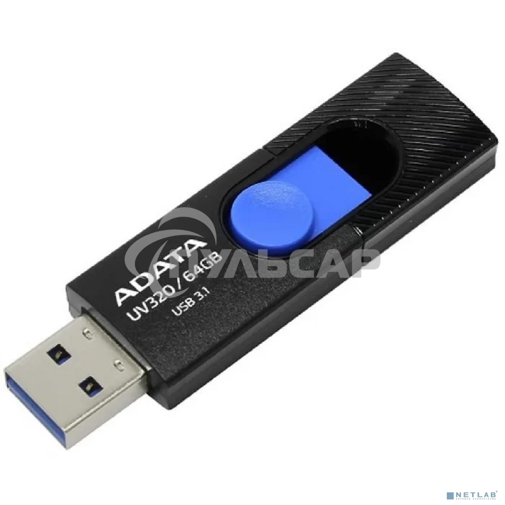 Флешка USB ADATA UV320 (AUV320-64G-RBKBL), 64 Gb, USB 3.1, R/W 100/30, черный/синий
