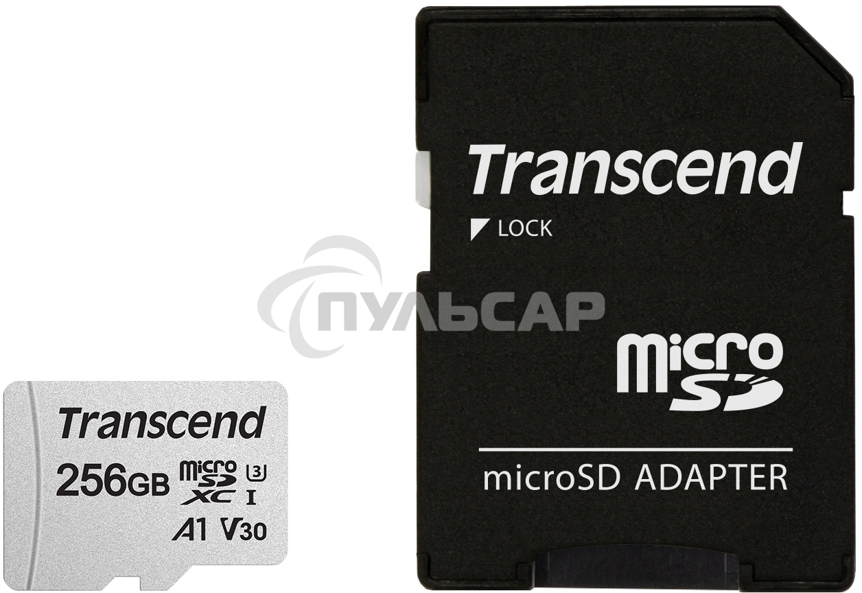 Флеш карта microSD 256Gb Transcend microSDXC Class 10 UHS-I U3, V30, A1, (SD адаптер), TLC