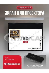 Экран для проектора S'OK Athena SGPSMS-398x224 на тросах с электроприводом, матовый, белый к