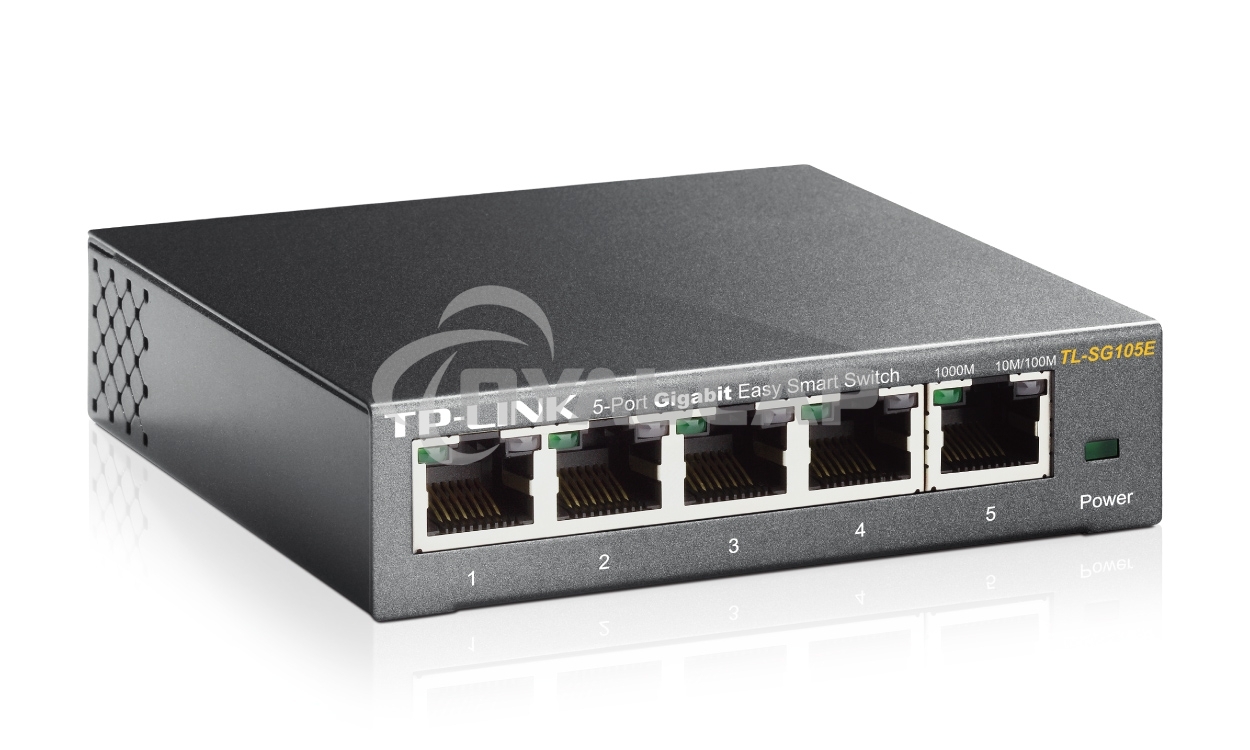 Сетевой коммутатор TP-Link SMB TL-SG105E 5-Port Gigabit Desktop Easy Smart Switch, 5 10/100/1000Mbps RJ45 ports, MTU/Port/Tag-based VLAN, QoS, IGMP Snooping