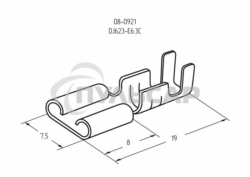 Клемма плоская гнездо 7.5 мм 1-2.5 мм² (РП-м 2.5-(6.3)) Rexant