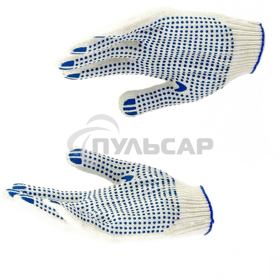 Перчатки трикотажные, с ПВХ точкой, 10 класс, стикер Россия