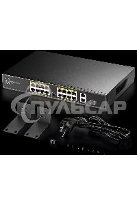 Коммутатор Cudy FS1018PS1 (L2) 16x100Мбит/с 2x1Gbит/с 1SFP 16PoE+ 200W неуправляемый