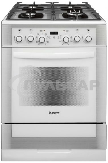 Плита комбинированная Gefest ПГЭ 6502-03 0242 белый, конфорок 4 газовых, духовка 55 л, 60 см x 85 см x 60 см