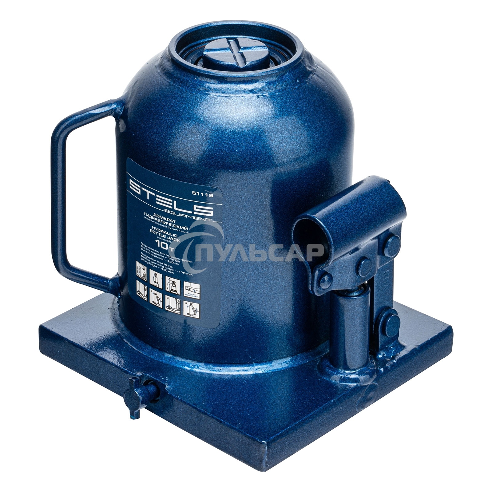 Домкрат гидравлический бутылочный телескопический, 10 т, h подъема 170–430 мм Stels