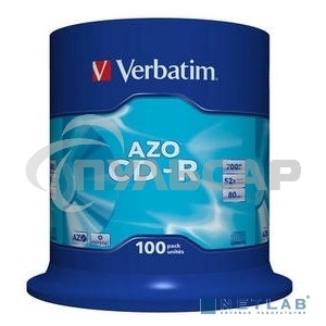 Диск CD-R Verbatim 700Mb 52x 100 шт., DataLife+ Cake Box Pastel Color (43430)