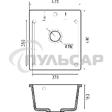 Мойка GRANFEST URBAN 242 1-чаша 420*490мм, монтаж: врезной, материал: кварц, серый