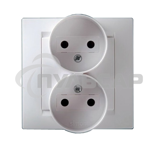 Розетка SIMON 15 1590457-0302-я без заземления белая в сборе с рамкой литая моноблок