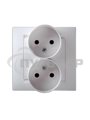 Розетка SIMON 15 1590457-0302-я без заземления белая в сборе с рамкой литая моноблок