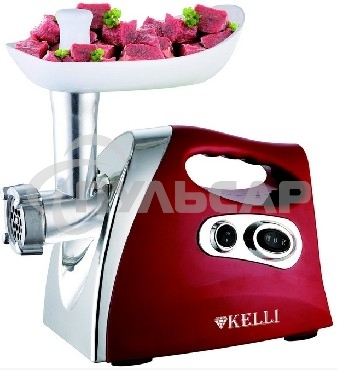 Мясорубка электрическая Kelli KL-5004 красный Мощность: 1600Вт Защита двигателя от перегрева, большой пластиковый поднос, пластиковый толкатель, прочный металлический шнек, 2 отрых ножа из высококачественной нержавеющей стали, резиновые ножки для дополнит