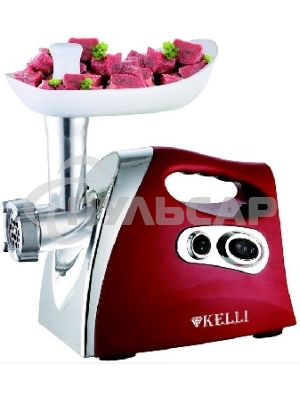 Мясорубка электрическая Kelli KL-5004 красный Мощность: 1600Вт Защита двигателя от перегрева, большой пластиковый поднос, пластиковый толкатель, прочный металлический шнек, 2 отрых ножа из высококачественной нержавеющей стали, резиновые ножки для дополнит