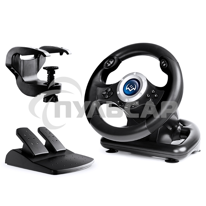 Руль SVEN GC-W500 (педали, вибро, скоба, лепестки, D-pad, 10 кл, резин. вставки, PC/Xinput)