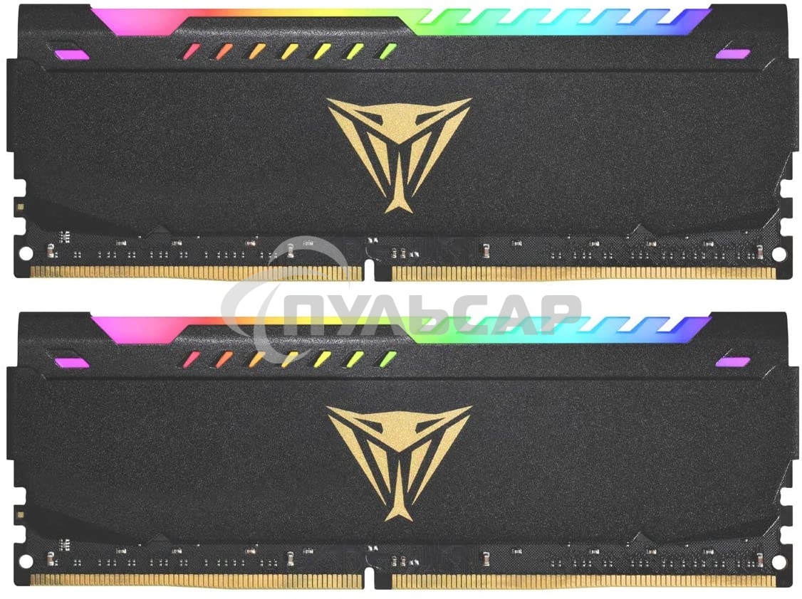 Оперативная память Patriot Viper Steel, DDR4, 16Gb (2x8Gb), 3200MHz, CL18, DIMM, с радиатором, RGB, черный
