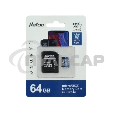 Флеш карта microSDHC 64Gb Netac P500 <NT02P500STN-064G-R> (с SD адаптером) 80Mb/s