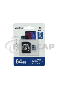 Флеш карта microSDHC 64Gb Netac P500 <NT02P500STN-064G-R> (с SD адаптером) 80Mb/s