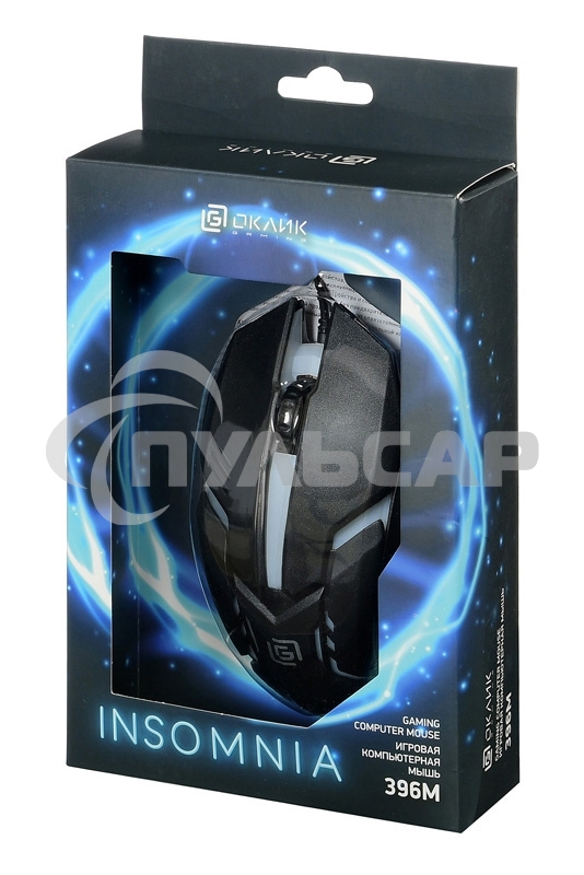 Мышь проводная Oklick 396M INSOMNIA черный, 1000 dpi, USB, кнопки - 3
