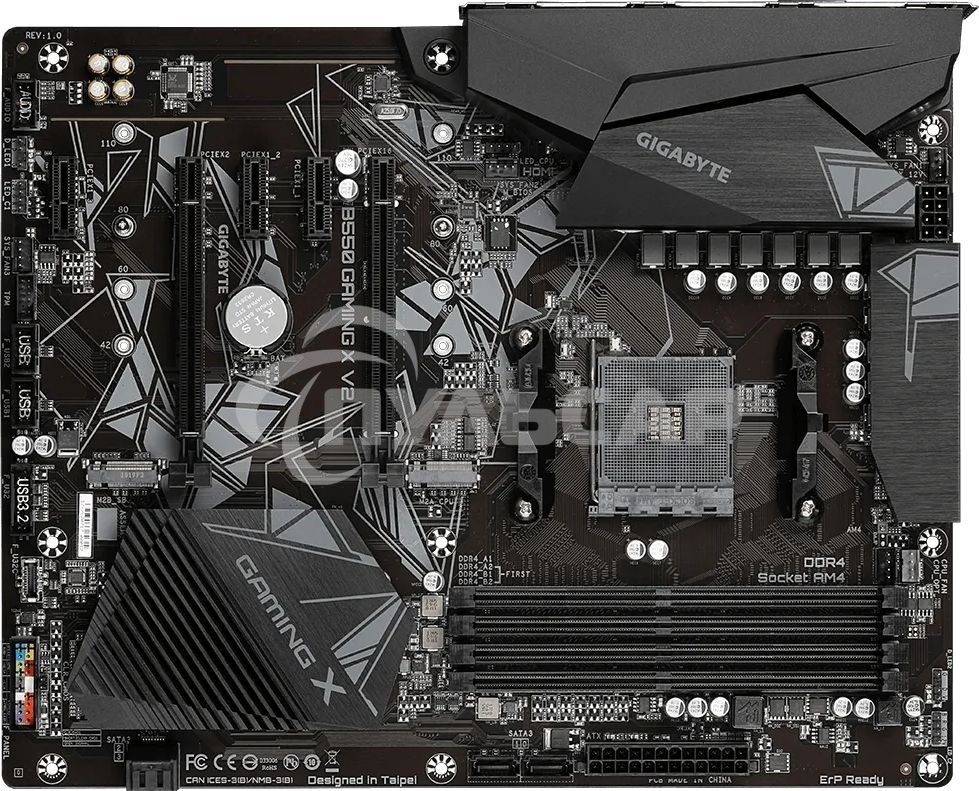 Материнская плата Gigabyte B550 GAMING X V2, AM4, AMD B550, 4xDDR4, 4xSATA, 2xM.2, 1xPCI-E 4.0 x16, 1xPCI-E 3.0 x2, 1xHDMI, 1xDVI-D, 1x 1Gb LAN, 1xUSB 3.2 Gen 2, 3xUSB 3.2 Gen 1, 2xUSB 2.0, 3x3.5 мм, 7.1, Standard-ATX