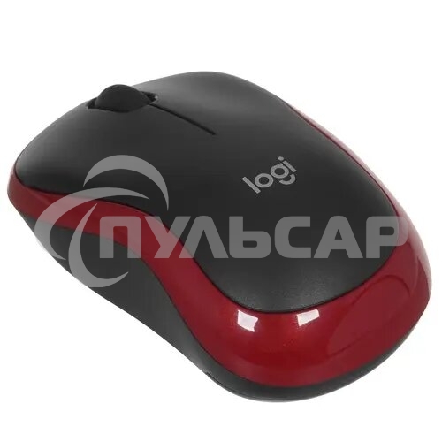 Мышь беспроводная Logitech M185, красный, 1000 dpi, радиоканал, USB, кнопки - 3