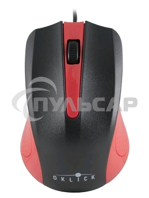 Мышь проводная Oklick 225M черный/красный, 1200 dpi, USB, кнопки - 3