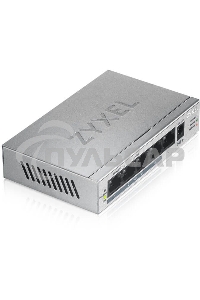Коммутатор Zyxel GS1005HP Switch PoE +, 5xGE (4xPoE +), desktop, metal, silent, PoE budget 60 W