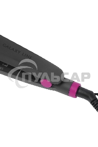 Щипцы для волос Galaxy Line GL 4522, черный, 30 Вт, керамическое покрытие рабочей поверхности, размер пластин 100х9 мм, нагревательный элемент с защитой от перегрева, температура 180°С, индикатор работы, петля для подвешивания, длина шнура 1,7