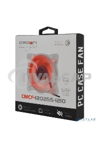 Вентилятор для корпуса Crown CMCF-12025S-1210 прозрачный/красный, 120 мм, 1650 об/мин, 28 дБ, 3 pin