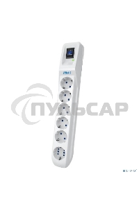 Сетевой фильтр Pilot L GP 6 розеток (5 евро + 1GP) 1.8 м/ Surge protector Pilot L GP 6 sockets (5 Euro + 1GP) 1.8 m белый