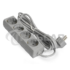 Удлинитель ExeGate ECE-4-5G (EX285817RUS), серый, 5 м, евровилка с заземлением, 4 евророзетки с заземлением, 2200 Вт