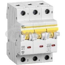 Выключатель автоматический трехполюсный ВА47-60M 3Р 63А 6кА С MVA31-3-063-C IEK