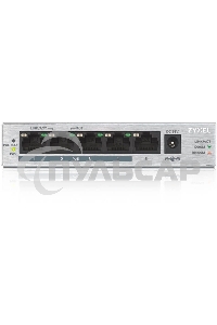 Коммутатор Zyxel GS1005HP Switch PoE +, 5xGE (4xPoE +), desktop, metal, silent, PoE budget 60 W