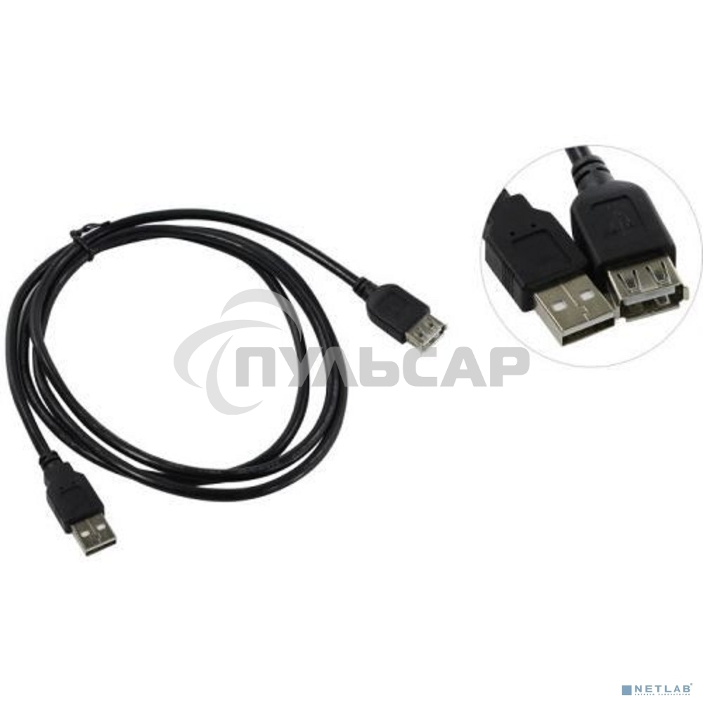 Кабель удлинительный TELECOM USB2.0 <Am-->Af> 1,5 м черный <TUS6990-1.5M>